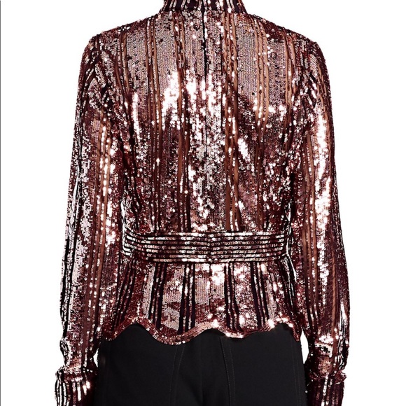 Derek Lam 10 Crosby Pink Sequin Stripe Mockneck Top - Picture 3 of 9